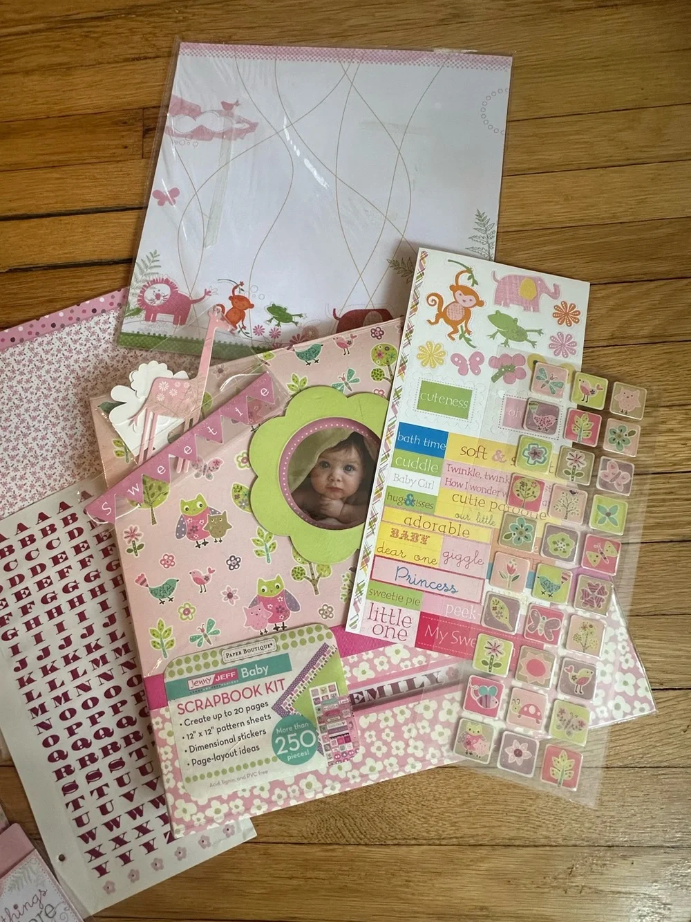 Pink Baby-Themed Scrapbook Kit - Decorative Party & Craft Supplies